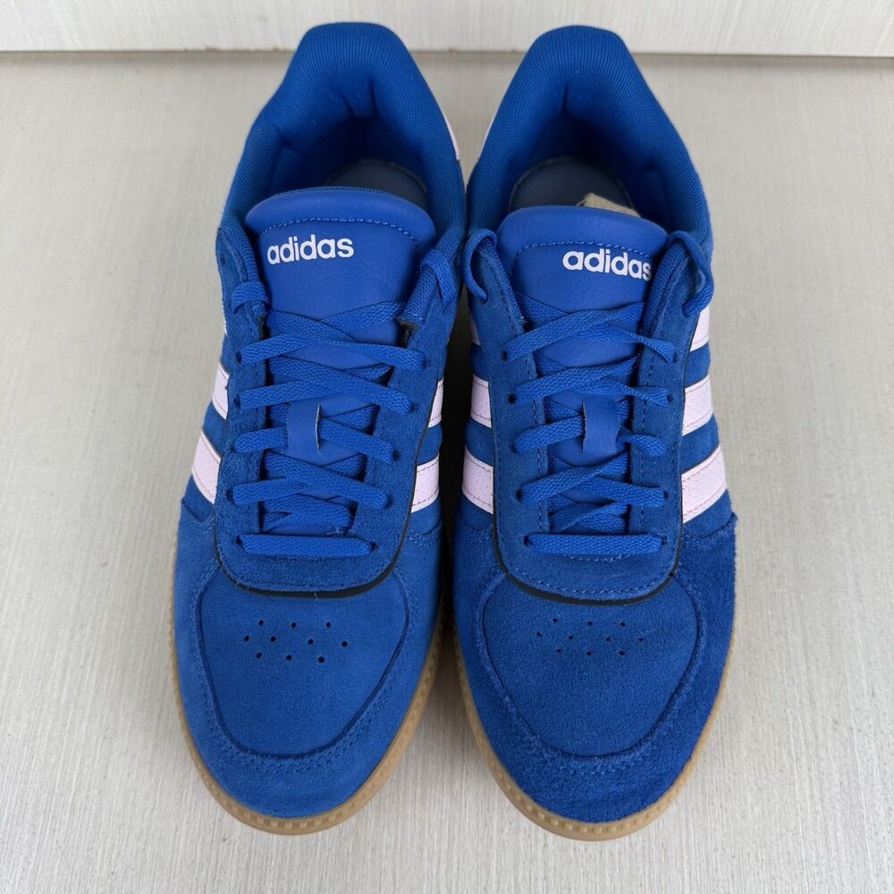 Adidas Breaknet Sleek Womens Size 8 Blue Pink Athletic Suede Shoes Sneakers - Picture 3 of 12